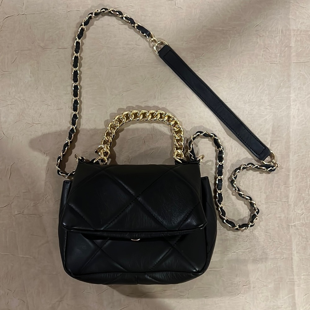 Anna Paola Small Black Quilted Leather Shoulder Bag